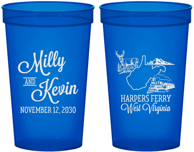 Custom Wedding 22 oz Translucent Cups - West Virginia | 197