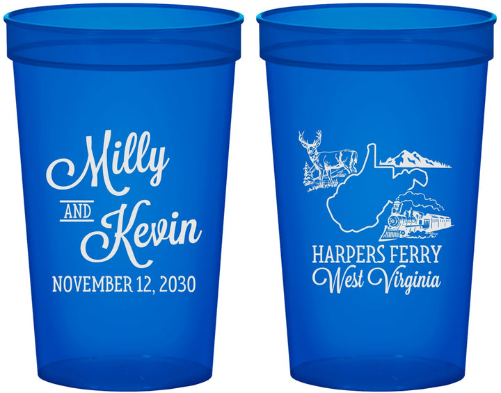 Custom Wedding 22 oz Translucent Cups - West Virginia | 197