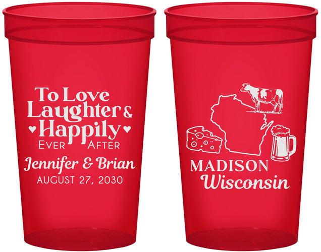 Custom Wedding 22 oz Translucent Cups - Wisconsin | 198