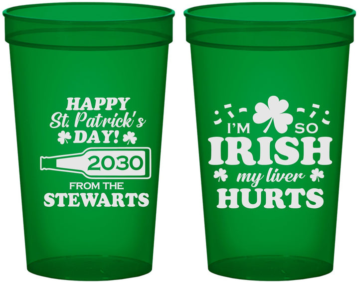 Custom St Patricks Day 22 oz Translucent Cups - Irish My Liver Hurts | 200000