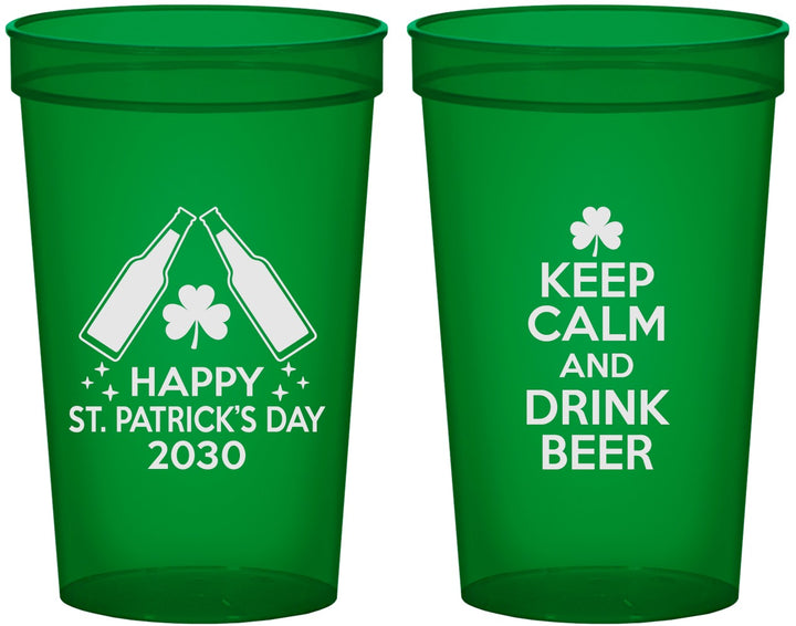 Custom St Patricks Day 22 oz Translucent Cups - Clover Irish | 200005