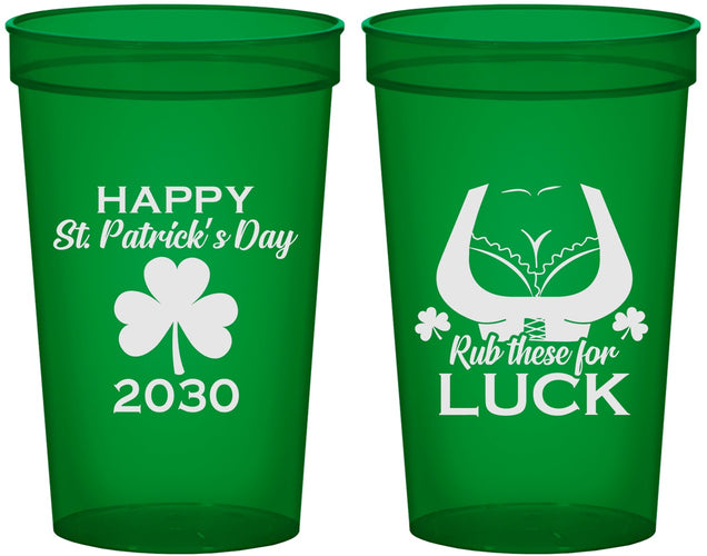 Custom St Patricks Day 22 oz Translucent Cups - Clover Irish | 200008
