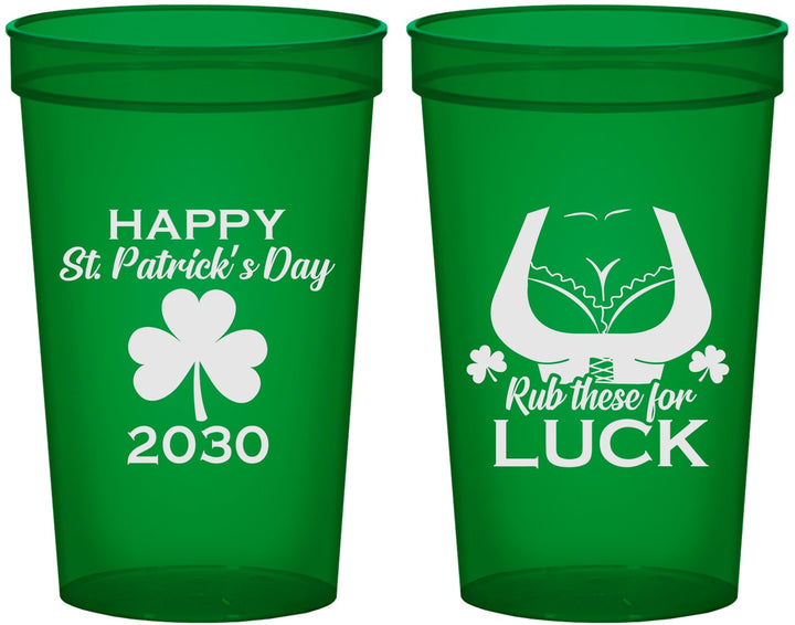 Custom St Patricks Day 22 oz Translucent Cups - Clover Irish | 200008