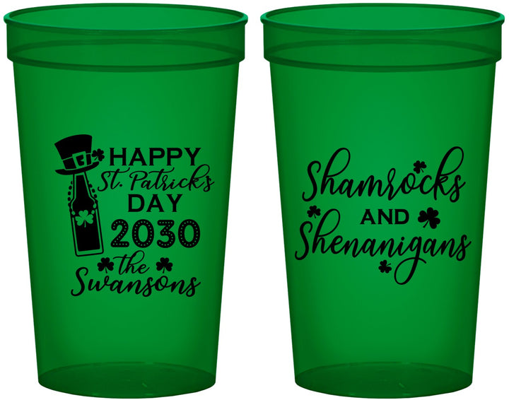 Custom St Patricks Day 22 oz Translucent Cups - Shamrocks Shenanigans | 200010