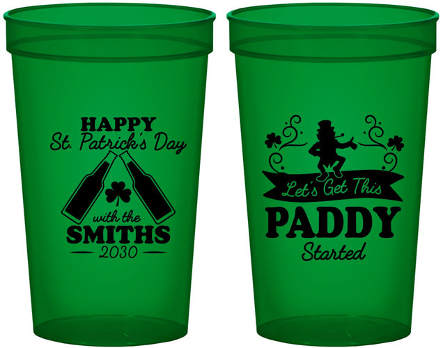 Custom St Patricks Day 22 oz Translucent Cups - Lets Get The Paddy Started | 200014
