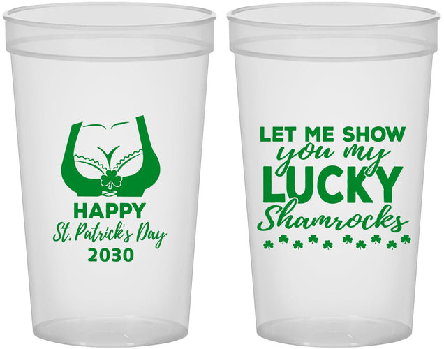 Custom St Patricks Day 22 oz Translucent Cups - Shamrocks | 200015