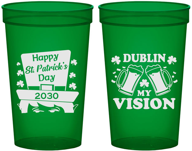 Custom St Patricks Day 22 oz Translucent Cups - Dublin My Vision | 200016