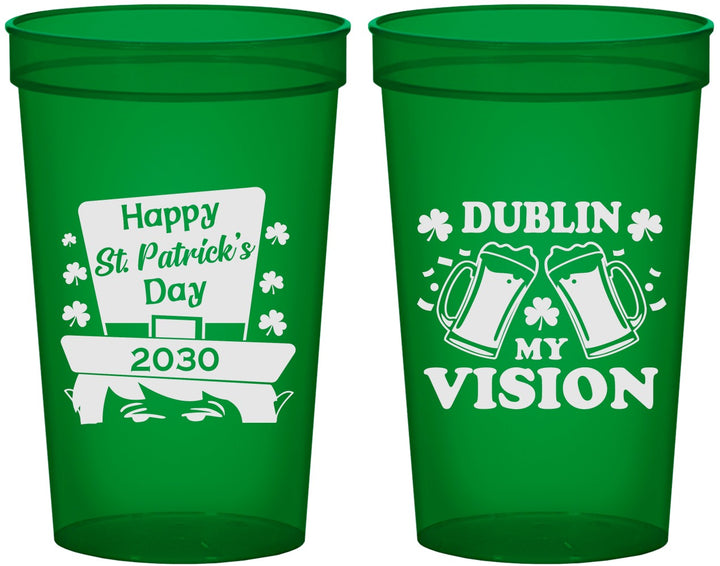 Custom St Patricks Day 22 oz Translucent Cups - Dublin My Vision | 200016