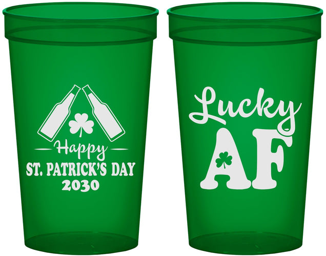 Custom St Patricks Day 22 oz Translucent Cups - Lucky Af | 200017