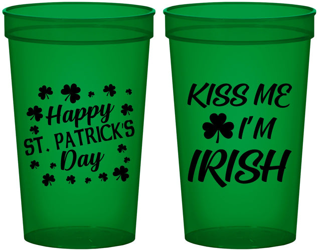 Custom St Patricks Day 22 oz Translucent Cups - Kiss Me I Am Irish | 200018