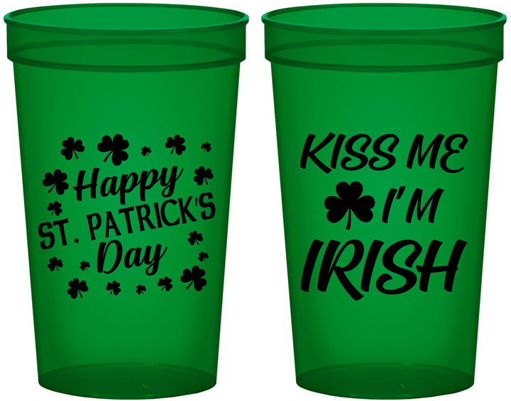 Custom St Patricks Day 22 oz Translucent Cups - Kiss Me I Am Irish | 200018