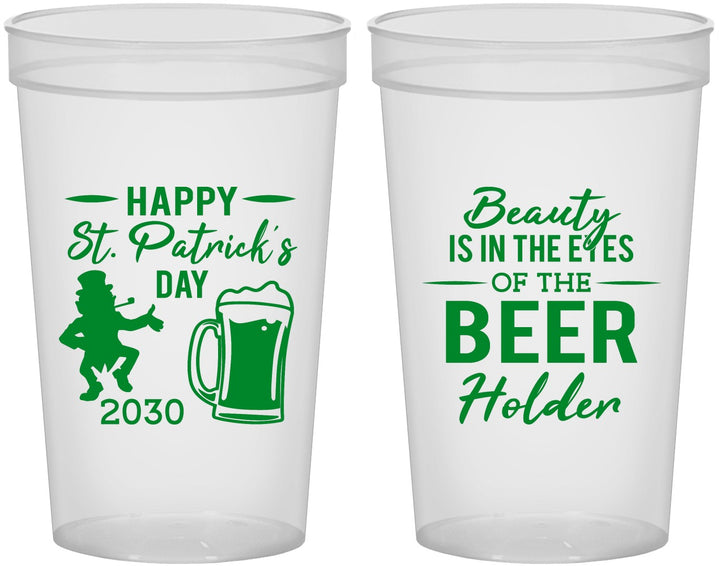 Custom St Patricks Day 22 oz Translucent Cups - Leprechaun | 200019