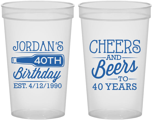 Custom Birthday 22 oz Translucent Cups - Cheers Beers To 40 Years | 20002