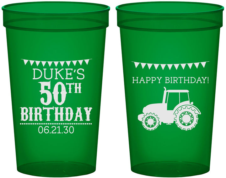 Custom Birthday 22 oz Translucent Cups - 50th Tractor | 20005