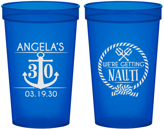 Custom Birthday 22 oz Translucent Cups - 30th Nautical | 20010