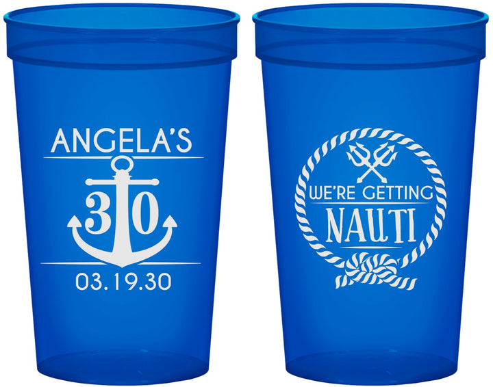 Custom Birthday 22 oz Translucent Cups - 30th Nautical | 20010