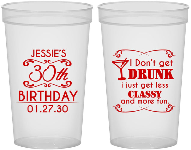 Custom Birthday 22 oz Translucent Cups - Dirty 30 | 20011