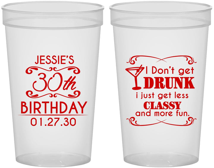 Custom Birthday 22 oz Translucent Cups - Dirty 30 | 20011