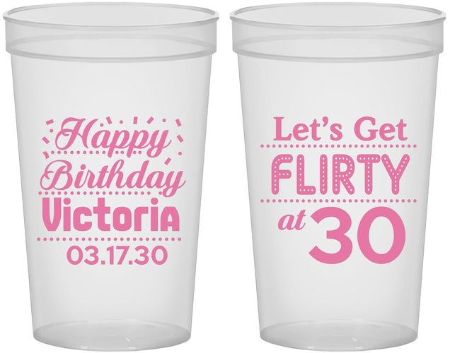 Custom Birthday 22 oz Translucent Cups - Flirty At 30 | 20015