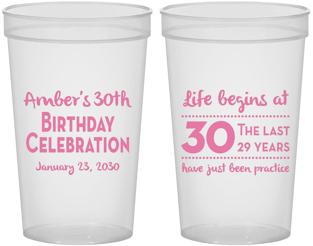 Custom Birthday 22 oz Translucent Cups - 30th The Last 29 Years | 20019