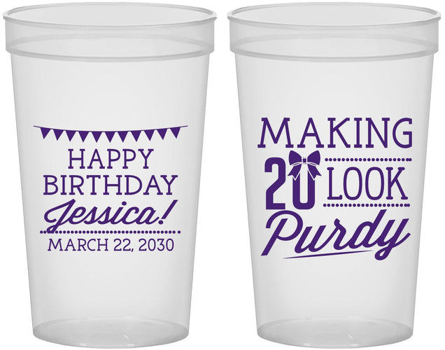Custom Birthday 22 oz Translucent Cups - 20th | 20021