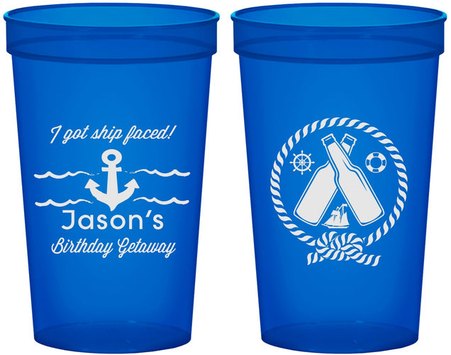 Custom Birthday 22 oz Translucent Cups - Ship Faced Nautical | 20024