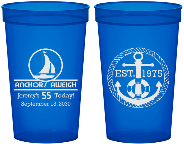Custom Birthday 22 oz Translucent Cups - 55th Nautical | 20025