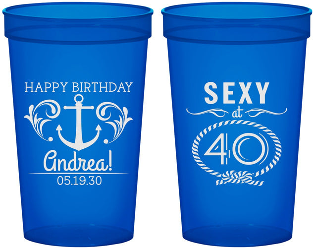 Custom Birthday 22 oz Translucent Cups - Sexy At 40 | 20027