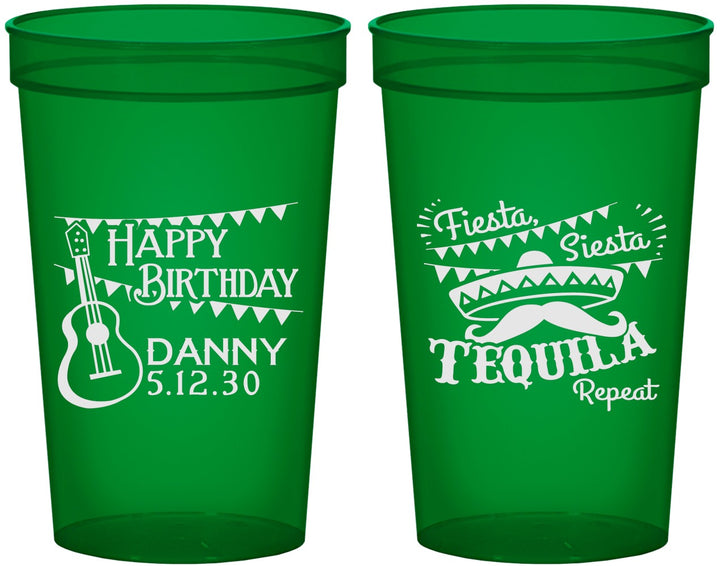 Custom Birthday 22 oz Translucent Cups - Fiesta Siesta Tequila | 20033
