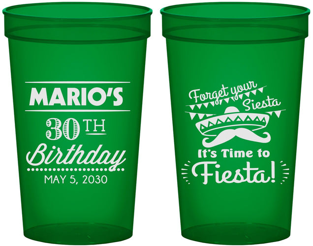 Custom Birthday 22 oz Translucent Cups - 30th Fiesta | 20034