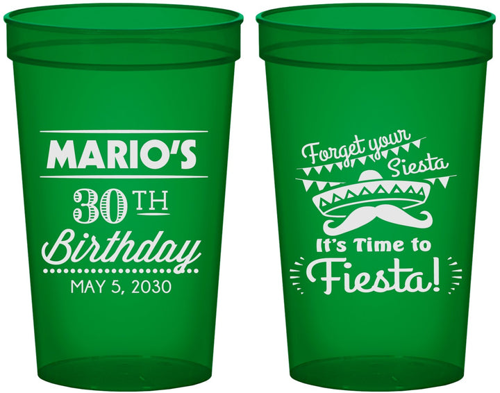 Custom Birthday 22 oz Translucent Cups - 30th Fiesta | 20034