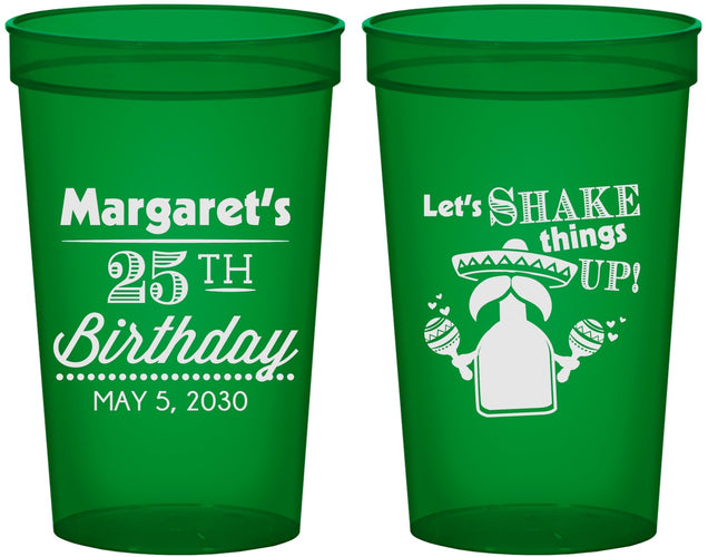 Custom Birthday 22 oz Translucent Cups - 25th Fiesta | 20035