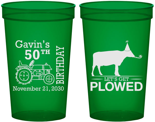 Custom Birthday 22 oz Translucent Cups - 50th Lets Get Plowed | 20037
