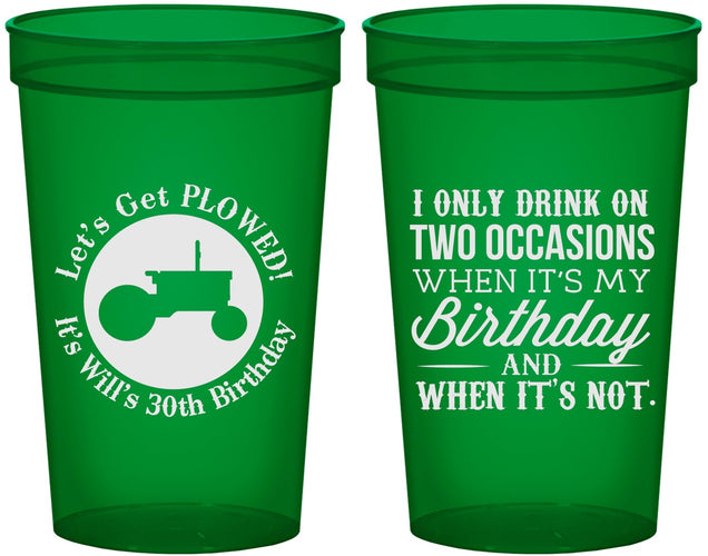 Custom Birthday 22 oz Translucent Cups - 30th Lets Get Plowed | 20039