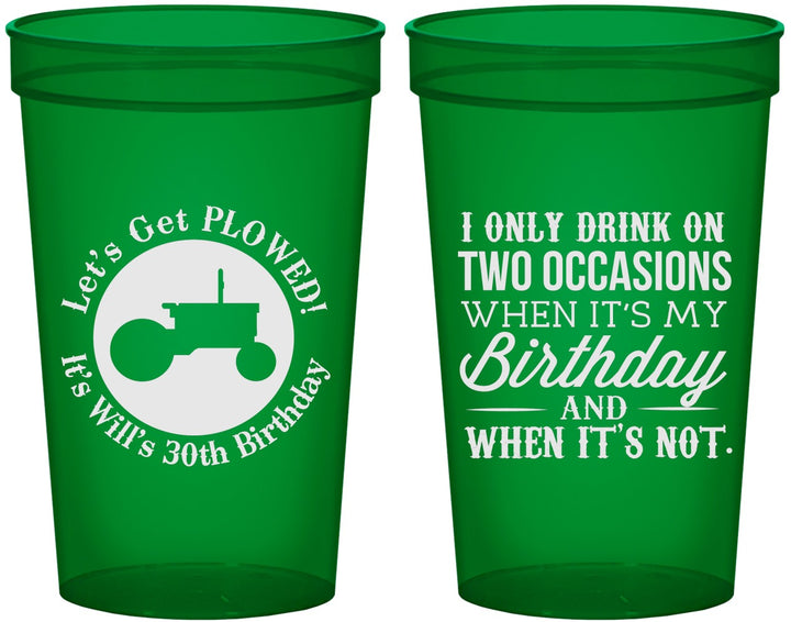 Custom Birthday 22 oz Translucent Cups - 30th Lets Get Plowed | 20039