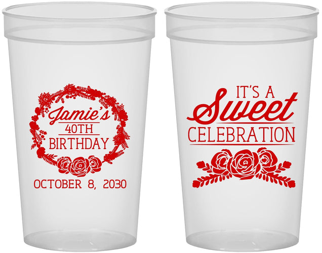 Custom Birthday 22 oz Translucent Cups - 40th | 20040
