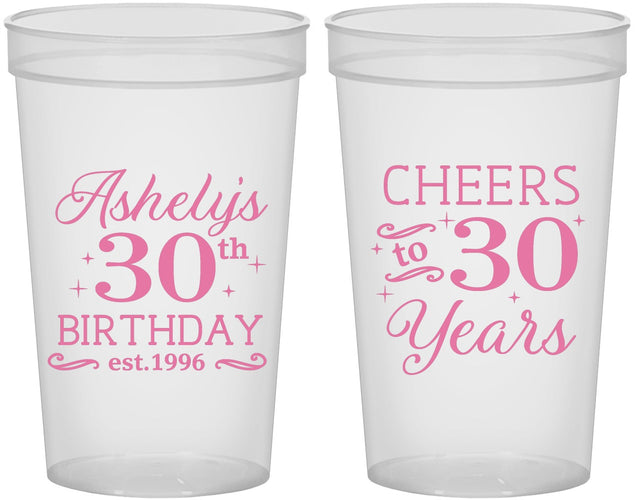 Custom Birthday 22 oz Translucent Cups - Cheers To 30 Years | 20041