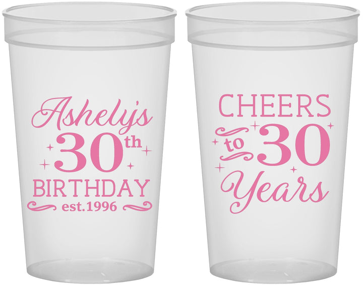 Custom Birthday 22 oz Translucent Cups - Cheers To 30 Years | 20041