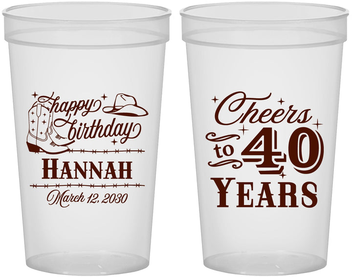 Custom Birthday 22 oz Translucent Cups - 40th | 20042