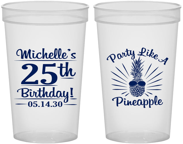 Custom Birthday 22 oz Translucent Cups - 25th Pineapple | 20043