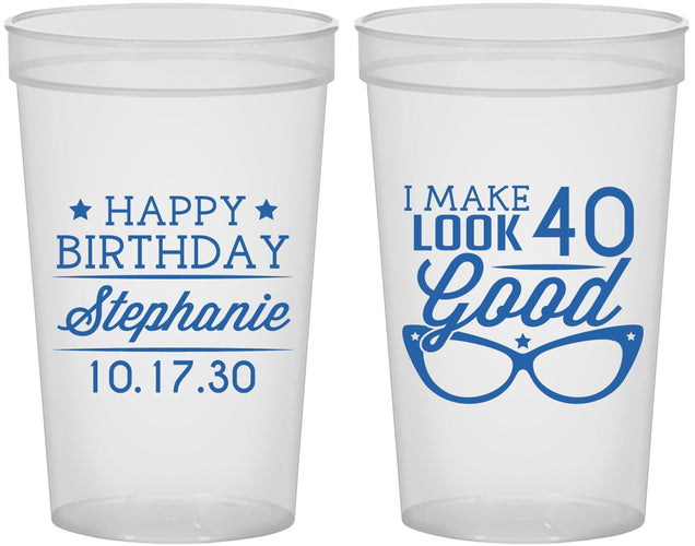 Custom Birthday 22 oz Translucent Cups - 40th | 20048