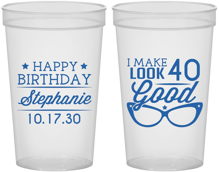 Custom Birthday 22 oz Translucent Cups - 40th | 20048