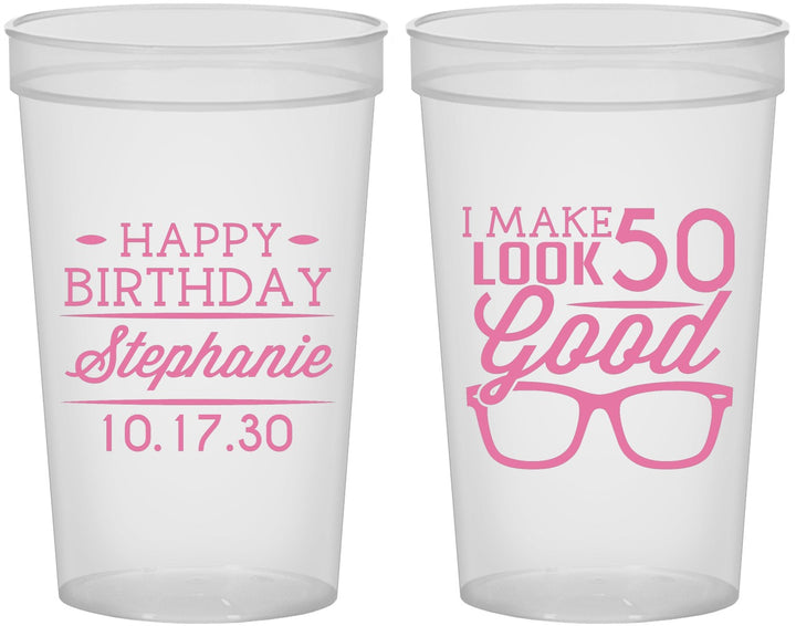Custom Birthday 22 oz Translucent Cups - 50th | 20049