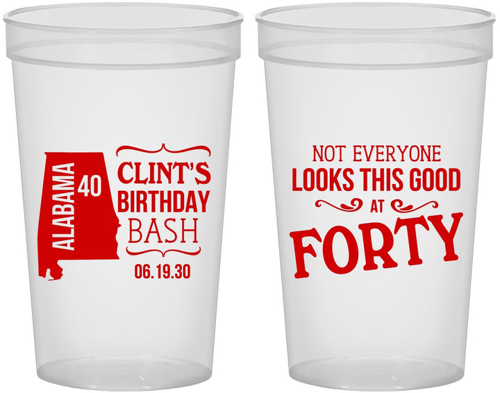 Custom Birthday 22 oz Translucent Cups - 40th | 20050
