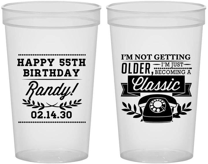 Custom Birthday 22 oz Translucent Cups - 55th Classic Phone | 20058
