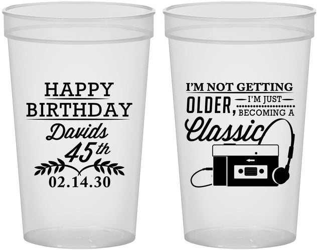 Custom Birthday 22 oz Translucent Cups - 45th Cassette Tape | 20059
