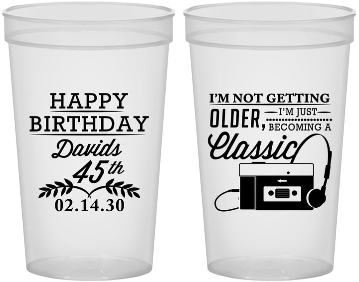 Custom Birthday 22 oz Translucent Cups - 45th Cassette Tape | 20059