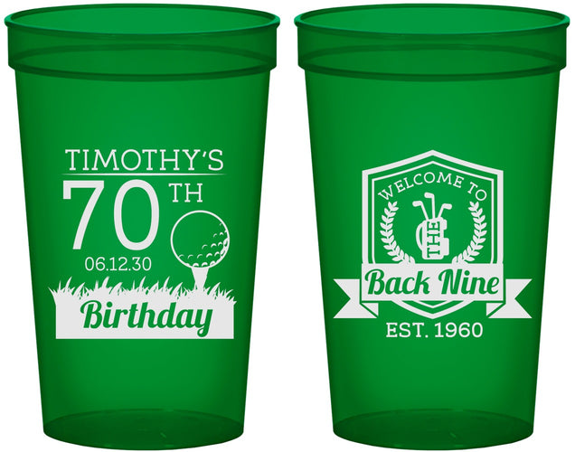 Custom Birthday 22 oz Translucent Cups - 70th Golf | 20061