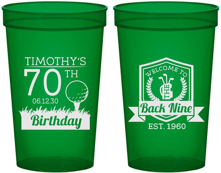 Custom Birthday 22 oz Translucent Cups - 70th Golf | 20061