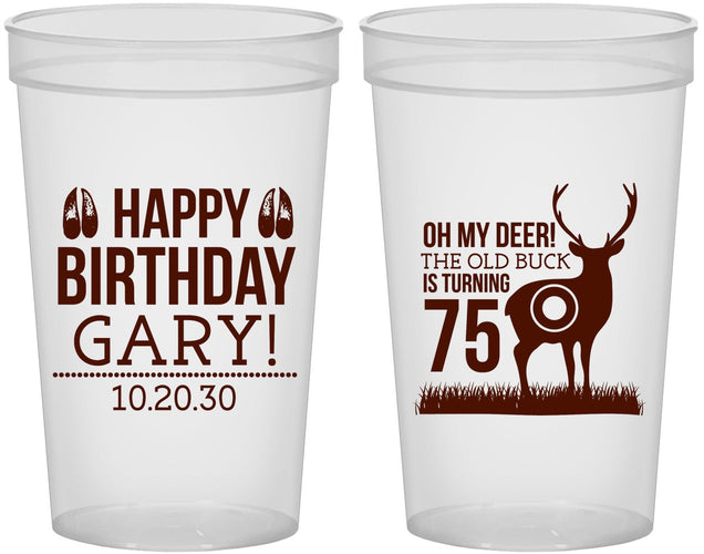 Custom Birthday 22 oz Translucent Cups - 75th Hunting | 20063
